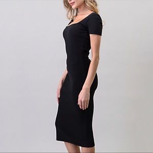 Black Ribbed Midi Dress